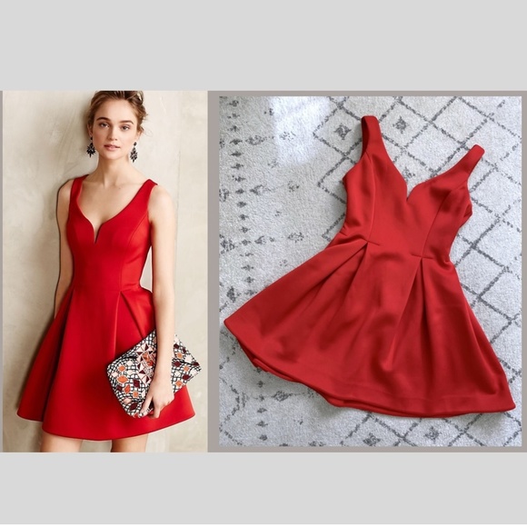 Ali R O Ali Ro | Dresses | Ali Ro Sleeveless Deepv Ravine Red Flared Dress ...